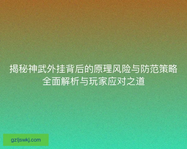 揭秘神武外挂背后的原理风险与防范策略全面解析与玩家应对之道