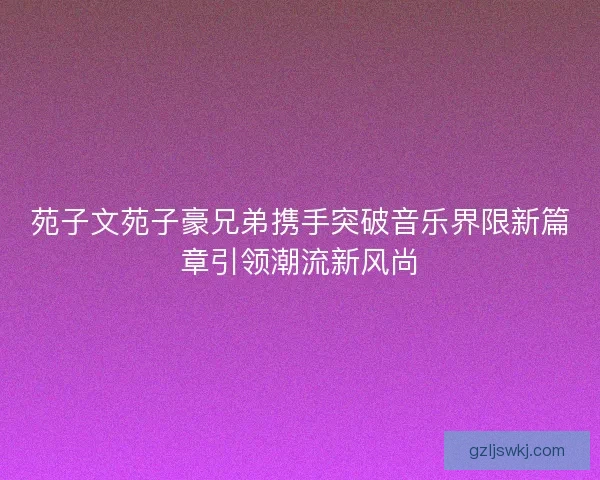 苑子文苑子豪兄弟携手突破音乐界限新篇章引领潮流新风尚