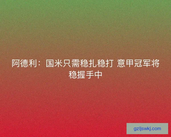 阿德利：国米只需稳扎稳打 意甲冠军将稳握手中